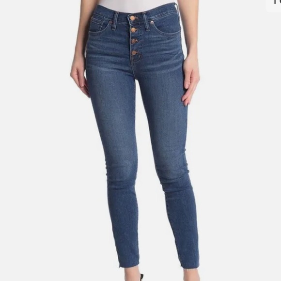 MADEWELL 9" Mid-Rise Skinny Jeans in medium wash Button-Front Edition SIZE 27. - Picture 1 of 16